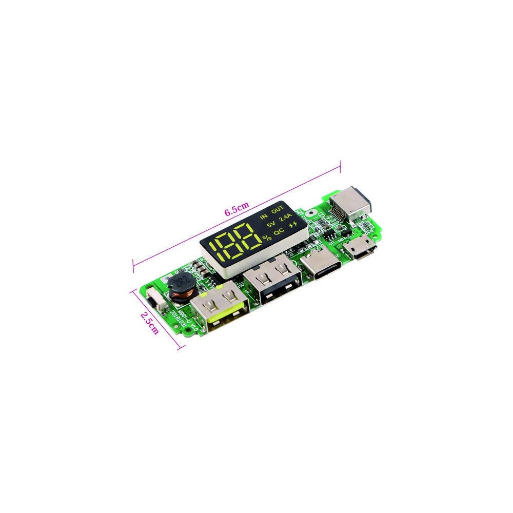 USB 5V 2.4A LEDDUAL MICRO/TYPE-C FOR 18650 CELL USB 5V 2.4A LEDDUAL MICRO/TYPE-C FOR 18650 CELL