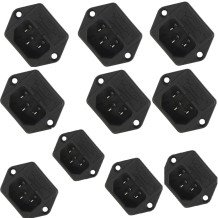 IEC320 C14 Male Power Socket with Fuse, 3-Pin Panel Mount, Industrial Power Inlet Connector