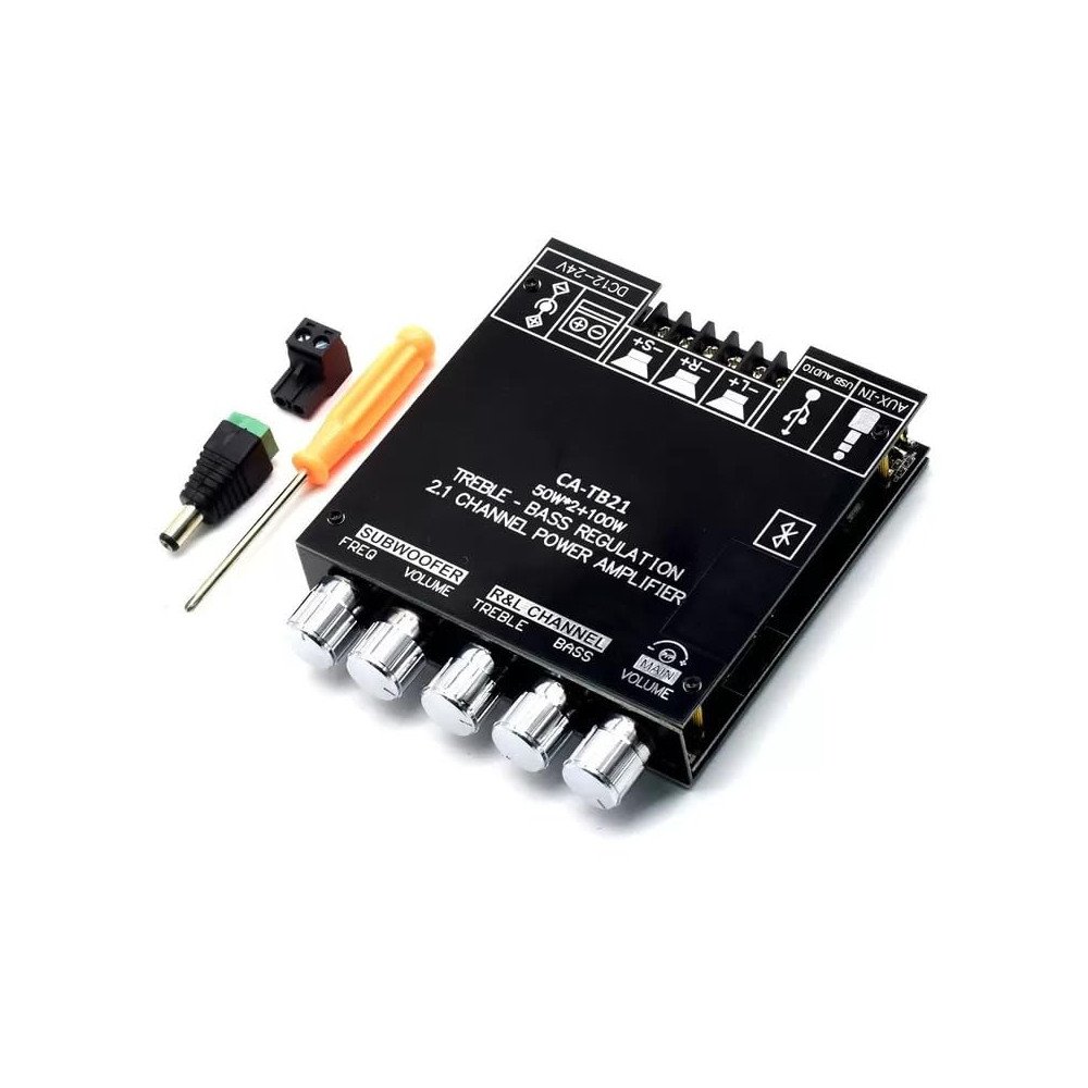 CA-TB21 2.1 Channel BT Subwoofer Amplifier Audio Board 2 * 50W+100W 12-24V for DIY Home Speakers for Home Theater