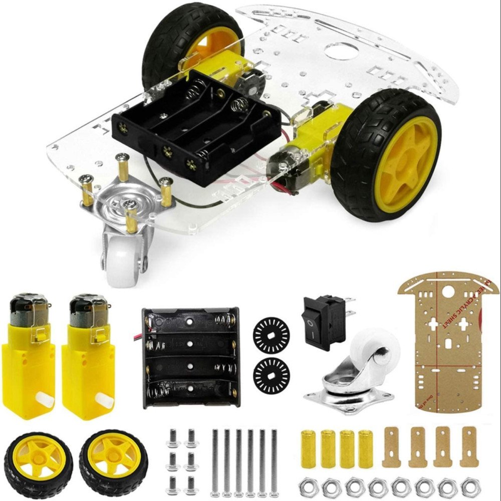 2W TRANSPARENT ROBOT SMART CAR CHASSIS 2WKIT, For Assembly